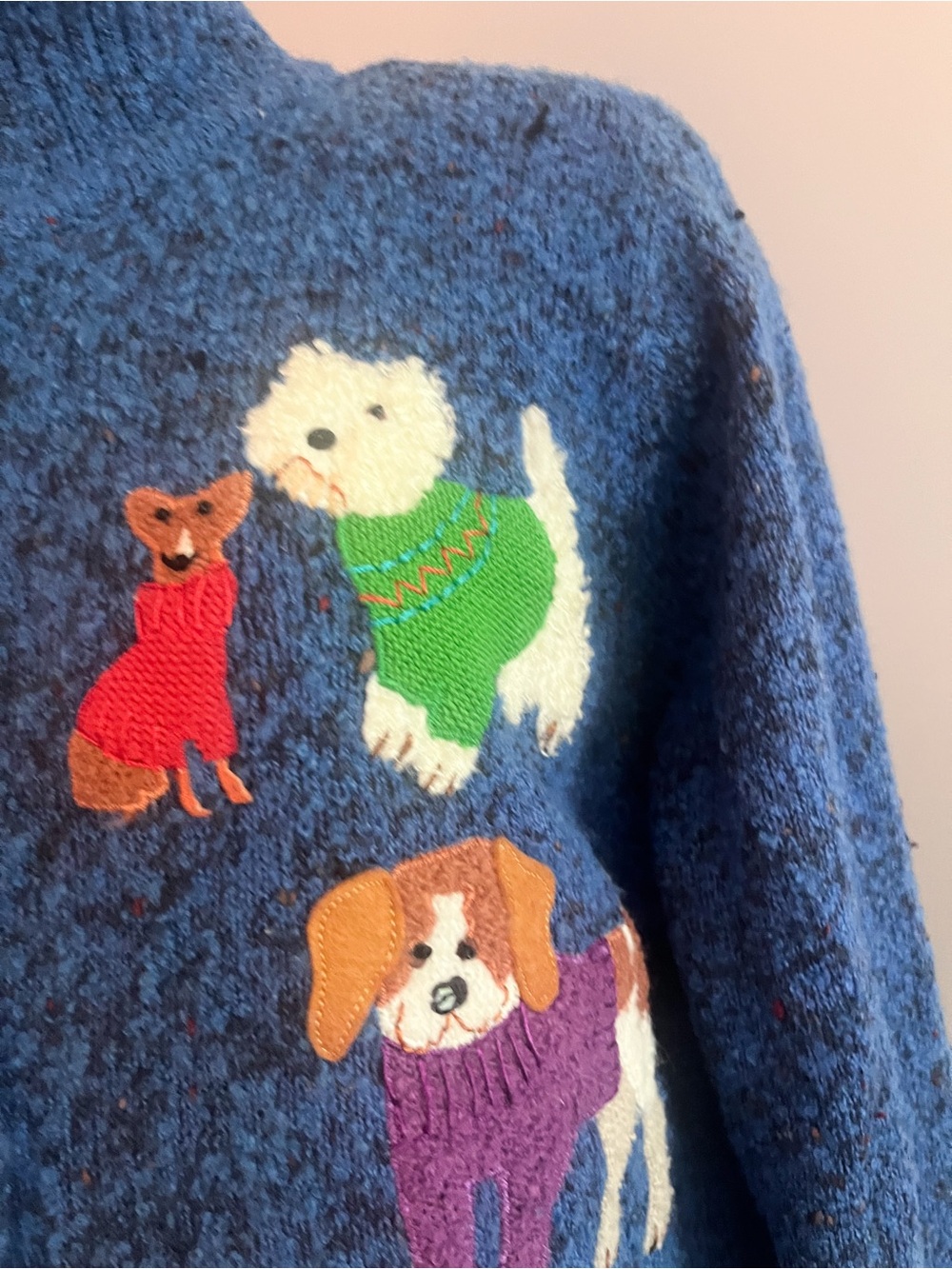 Design Options By Philip and Jane Gordon Blue Knit Dog Vintage Cardigan - Picture 11 of 12